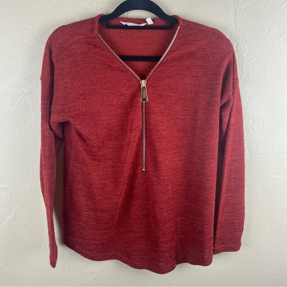 Soft Surroundings Valentina half zip red lightweight sweater top size XS - Picture 2 of 10